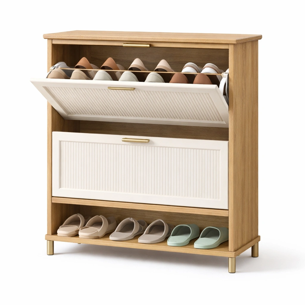 Schuhschrank mit Klappfach und Ablage-Domvyn